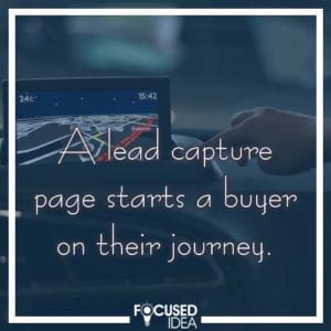 A landing page is also called a lead capture page, and starts a buyer on their journey.