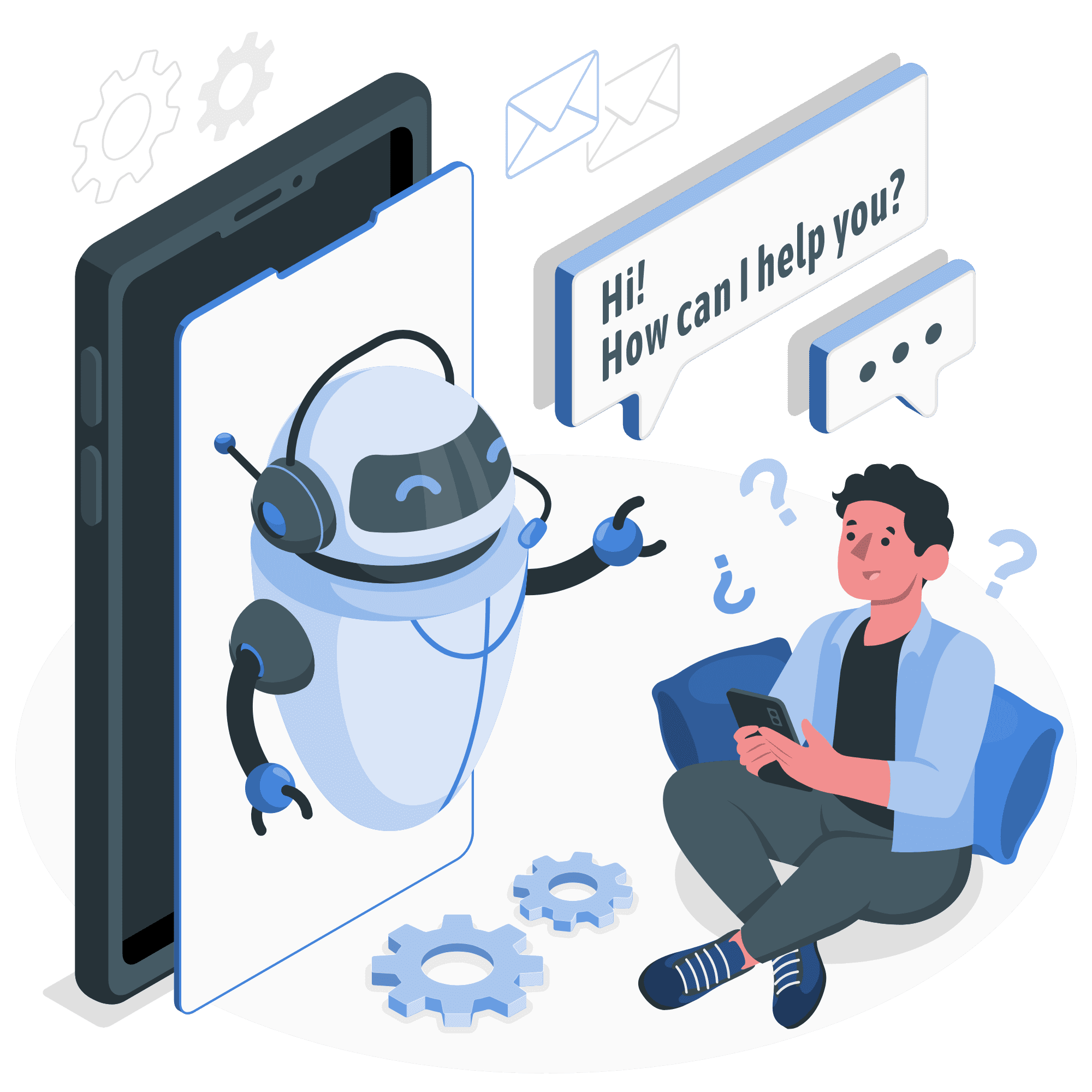 chatbot and a guy chatting